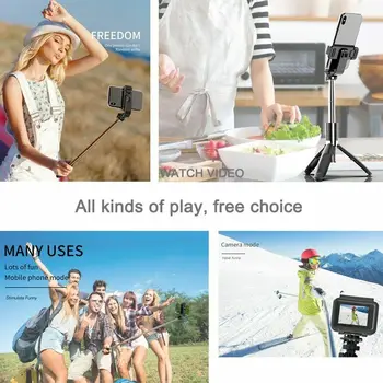 Multi-funkcija Reguliuojamas Bluetooth Nuotolinio Valdymo laikmatis Polių Trikojo Selfie Stick Mobiliojo Telefono Laikiklis Gyventi Laikiklis