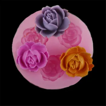 1 vnt 3.5x3.5x1.6cm Amatų Cupcake 3D Rožių Gėlių Minkštas Silikoninis Pelėsiai, Pelėsiai Kepimo Pyragas Slapukus Forma Šokolado Muilas Cukraus