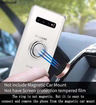 Skaidrios Magnetinės Telefono dėklas, Skirtas Samsung Galaxy Note 9 10 Pro S9 S10 Plius S10E Su Žiedu Turėtojas Aišku, Minkštos Tpu Silikono Padengti