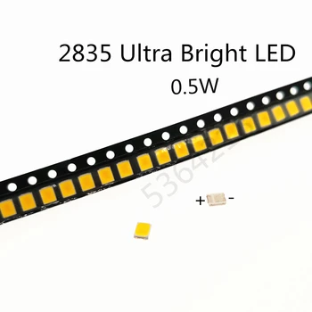 50pcs SMD LED 2835 1W 0,5 W 3V 6 V 9V 18V 36V 50-135LM šilta šalta Balta Ultra Bright Paviršinio montavimo PCB LED Šviesos Diodas