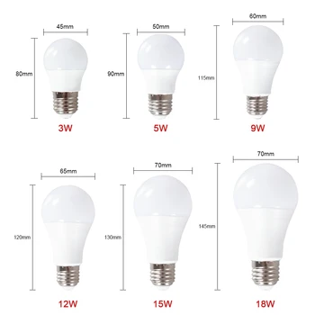 LED kamuolys lemputė 3W 5W 9W 7W 12W 15w 18W E27 220V natūralus baltas šaltai ir šiltai balta didelio ryškumo patalpų apšvietimo lemputė