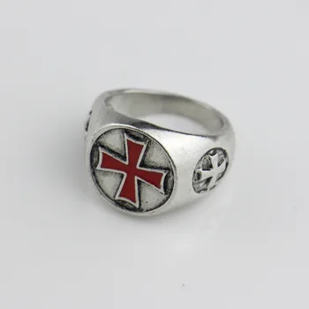 Geriausi Red Emalį Kryžiaus Žiedai Vyrams, Tamplierius Antikvariniai Klasikinis Žiedas Cospaly Žaidėjus Bižuterijos Engagment Žiedas Moterų Papuošalai