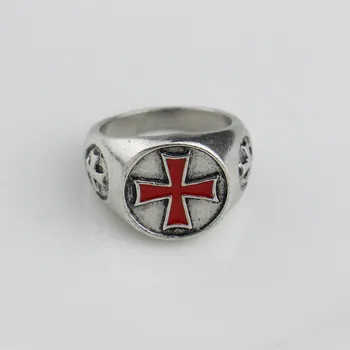 Geriausi Red Emalį Kryžiaus Žiedai Vyrams, Tamplierius Antikvariniai Klasikinis Žiedas Cospaly Žaidėjus Bižuterijos Engagment Žiedas Moterų Papuošalai