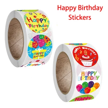 500pcs/roll gimtadieniu lipdukas 8 spalvinga ballon dizaino grupė dovanų paketą, sandarinimo etikečių apdailos juostos raštinės reikmenys