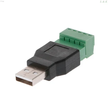 USB 2.0 Type A Male/Female, kad 5P Varžtas w/ Shield Terminalo Kištuko Adapterio Jungtis L29K