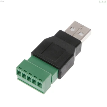 USB 2.0 Type A Male/Female, kad 5P Varžtas w/ Shield Terminalo Kištuko Adapterio Jungtis L29K