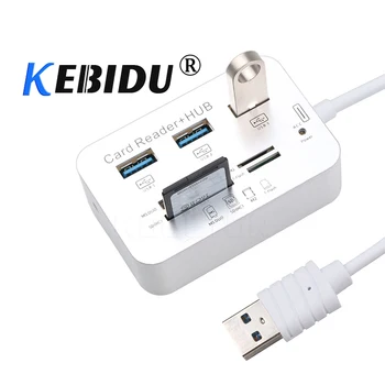 Kebidu USB Hub 3.0 Combo 3 jungtys, Kortelių Skaitytuvas Didelės Spartos USB Skirstytuvo Visus Į Vieną USB 3.0 Hub PC Kompiuterių Priedai Sąsiuvinis