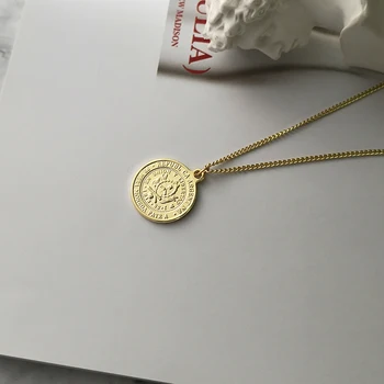 GHIDBK Argentina Boho Gold Sun Monetos Pakabukas Karoliai Moterų Dvipusis Dangaus Medallion Chokers Subtilus Naujo Dizaino Apvadai