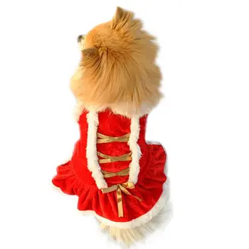 Kalėdų Šuo Suknelę Žiemos naminių Gyvūnėlių Šuniuką Drabužius Kalėdos Kostiumų Yorkie Čihuahua Aksomo Drabužiais Pet Drabužiai, Suknelės