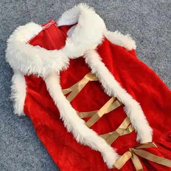 Kalėdų Šuo Suknelę Žiemos naminių Gyvūnėlių Šuniuką Drabužius Kalėdos Kostiumų Yorkie Čihuahua Aksomo Drabužiais Pet Drabužiai, Suknelės