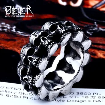 Beier naują parduotuvę 316L Nerūdijančio Plieno žiedas aukštos kokybės kaukolė punk Uodega žiedas vyrams bižuterijos LLBR8-373R