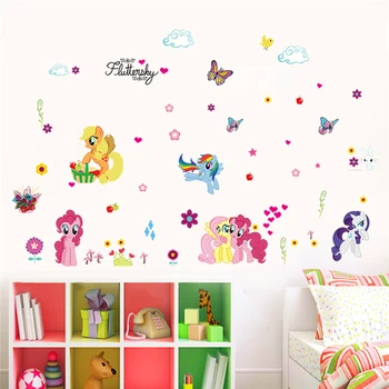 Gražus Vienaragis Sienų Lipdukai Namų Apdailos, Vaikų Kambarys Freskos Meno 3d Filmų Plakatų Cartoon Mano Mažai Pony Sienos Lipdukai