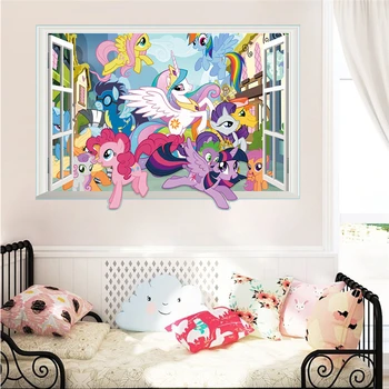 Gražus Vienaragis Sienų Lipdukai Namų Apdailos, Vaikų Kambarys Freskos Meno 3d Filmų Plakatų Cartoon Mano Mažai Pony Sienos Lipdukai
