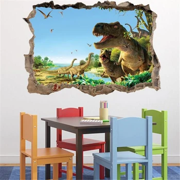 3D vivid dinozaurų siena lipdukas namų puošybai juros periodo gyvūnų filmo plakatas sienų lipdukai vaikams kambariai