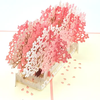 3D Pop-UP Korteles Vestuvių Kvietimai Šalis Dovanos Vestuvių Sveikinimo atviruką, Jubiliejų, Valentino Dienos Dovanos Vyšnių Medžio Atvirukas
