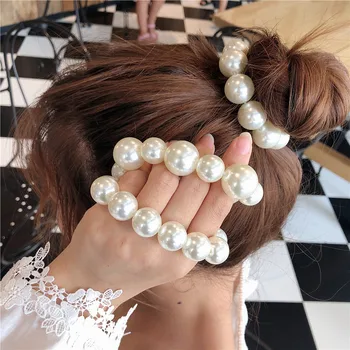 Mados Didelis perlas Plaukų Įrašą Aikštėje Elastinga virvė Plaukų hairbands Moterų Femme, Papuošalai, aksesuarai 2020 naujas tiara