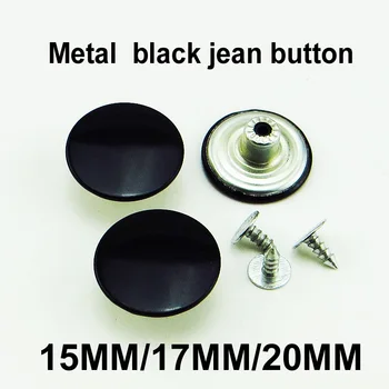 15MM 17MM 20MM metalo kelnės, džinsai mygtukas 30PCS drabužių siuvimo reikmenys, dekoratyviniai prekės juoda jean mygtukai JMB-128T