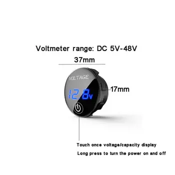 Automobilių, Motociklų DC 5V-48V LED Panel Skaitmeninis voltmetras Baterijos Talpa Ekranas Voltmeter su Touch ON OFF Jungiklis