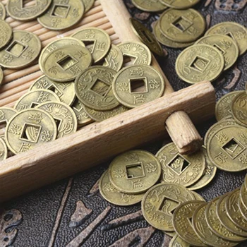 Antikvariniai Likimo Pinigų Monetos Sėkmės, Likimo Turto Kinų Feng Shui Pasisekė Ching/Senovinės Monetos, Nustatyti Švietimo Dešimt Imperatorių 1/100vnt