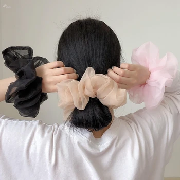 2020 Korėja Didelis Dydis Organza Plaukų Scrunchies Moterų Elastingas Plaukų Juostos Mergaitėms, Galvos Apdangalai, Plaukai Surišti Į Uodegą Turėtojas Plaukų Aksesuarai