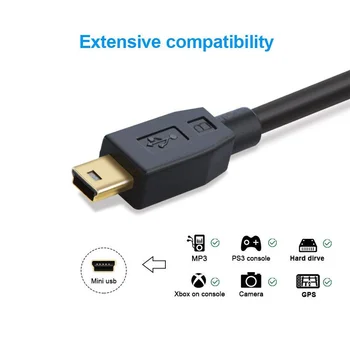 Mini USB USB-C Kabelis,USB C Mini B Laido GoPro Hero 3+, PS3 Valdiklio & Mini B Prietaisai
