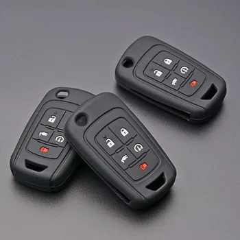 Silikono automobilio raktas fob padengti atveju turėtojas shell marškinėliai Chevrolet Chevy VOLT 5 mygtukus nuotolinio keyless remonto odos keychain