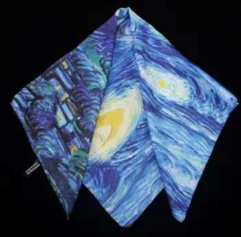 Prabangos Prekės Satino Skara 55x55cm Didelis Aikštėje Nosinė, Van Gogh Žvaigždėtas Dangus aliejaus tapybai Wrap Karšto Musulmonų Turbaną Mergina Lankelis