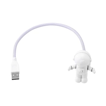 Mini USB Naktį Šviesos Baltos spalvos Lanksčias Astronautas Klaviatūros Apšvietimas tamsią Naktį Stalas Skaitymo Lemputės