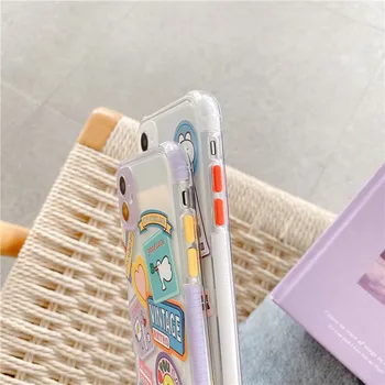 Mielas Korėja Animaciją Kačių Telefono dėklas Skirtas iPhone 12 Mini Pro 11 XS Max XR X 7 8 Plus SE 2020 Minkštos TPU akivaizdus Įrodymas, Galinį Dangtelį Coques