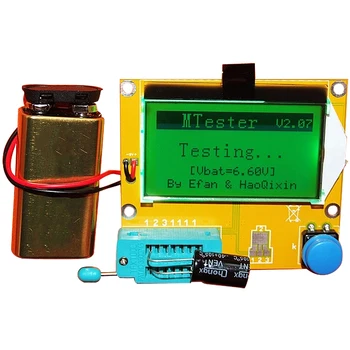 1pcs Tranzistorius Testeris, Skaitmeninis V2.68 ESR-T4 Diodų Triode Talpą, už MOS/PNP/NPN LCR 12864 LCD Ekranas Testeris ESR Matuoklis