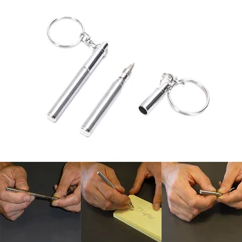 1PCS šratinukus, Pen Keychain Daugiafunkcinių Mini Metalo, Raktų Žiedas, Nerūdijančio Plieno Teleskopinis Pen paketų prižiūrėtojų raktinę strėlės ilginimas Pen Tool