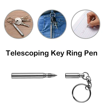 1PCS šratinukus, Pen Keychain Daugiafunkcinių Mini Metalo, Raktų Žiedas, Nerūdijančio Plieno Teleskopinis Pen paketų prižiūrėtojų raktinę strėlės ilginimas Pen Tool