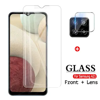 2 in 1 Grūdintas Stiklas Ant Samsung Galaxy A12 Screen Protector, Stiklinis Filmas 