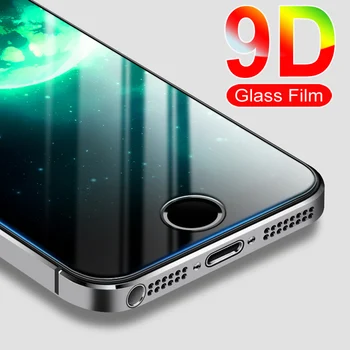 9D Visiškai Padengti Apsaugine Stiklo iPhone 5S 5 5C Anti-Sprogo Screen Protector For apple iPhone SE 5S Grūdintas Stiklas HD Filmas Atveju