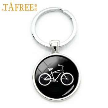 TAFREE Retro juoda balta dviratį key chain vyrų priedai 2016 minimalistinio stiliaus dviračių sporto keychain papuošalai KC640