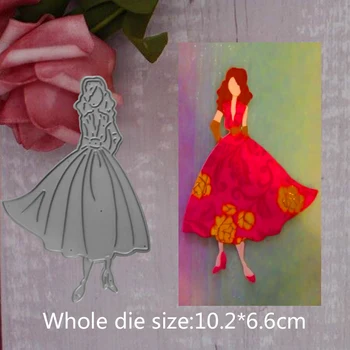 10.2*6.6 cm Garbanotas suknelė mergina 2019 naujas metalo, plieno pjovimo štampai, skirti 