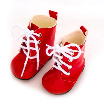 Gimė Nauja Baby Doll Batai Tinka Priedai 18 colių 43cm Batraiščių batai baltos, raudonos ir mėlynos spalvos batus, Kostiumą Kūdikio Gimtadienio Dovana