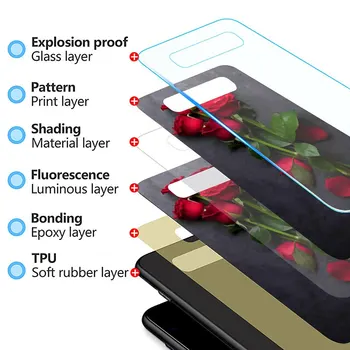 Stiklo Atveju, Samsung Galaxy S20 FE S10 S8 S9 Plus 20 Pastaba Ultra 10 Lite 9 8 Grūdintas Telefono Dangtelį Capas Raudonos Rožės Žiedai