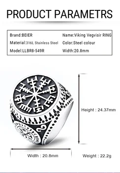 Beier 316L Nerūdijančio Plieno, Viking nustatyti dviratininkas žiedas vyrams Skandinavia žavesio skandinavų vikingų rune žiedas Dropshipping LLBR8-549R