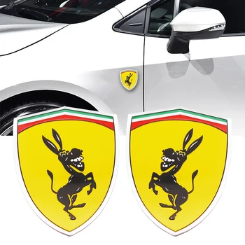 3D Aliuminio Donkey Logotipą, Automobilių Langų Įstaiga aplinkosaugos ¾enklelis Kūrybos Juokinga Metalo Ženklelis Lipdukas Emblema Decal Reikmenys Ferrari 