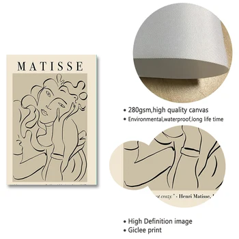 Henri Matisse Mados Retro Plakatai Ir Spausdina Abstrakčiai Portretas Sienos Meno Tapybos Drobės Nuotraukų Kambarį Namų Dekoro