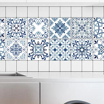 Viduržemio jūros regiono Stiliaus Gėlių Pearl Kino Plytelių Lipdukai Vonios Kambarį Vandeniui PVC Sienų Lipdukai virtuvės sienų lipdukai