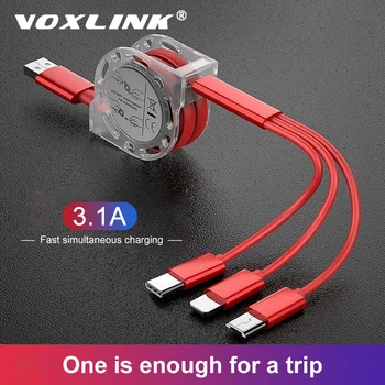 VOXLINK 3 in 1 Ištraukiama USB Kabelis iPhone XS X Įkrovimo Kroviklis, Mikro USB Kabeliu, Skirta 