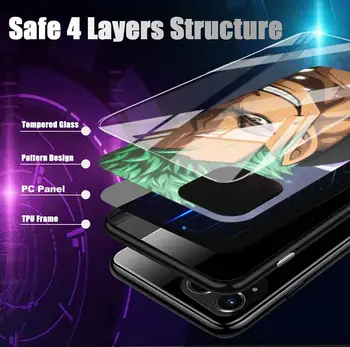 Grūdintas Stiklas Telefono dėklas Samsung Galaxy A10 A20 A30 A40 A50 A70 A51 A71 A81 A91 Padengti Coque Anime One Piece Luffy