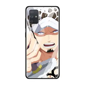 Grūdintas Stiklas Telefono dėklas Samsung Galaxy A10 A20 A30 A40 A50 A70 A51 A71 A81 A91 Padengti Coque Anime One Piece Luffy