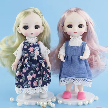Naujas 13 Kilnojamojo Sujungta 16cm 1/8 Lėlės Mini BJD Kūdikių Rožinė Geltona Mėlyna Plaukų Nuogų Moterų Kūno Mados Lėlės Žaislų Mergaitėms Dovanų