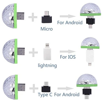 Disco Šviesos, Mini USB Spalvinga Žiburiai, savaeigės Kristalų Magija Kamuolys Scenos Šviesos, USB elektros Energijos Tiekimą, Geras Pasirinkimas