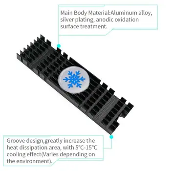 Aliuminio Heatsink Radiatorių karštojo Išspaudimo (ekstruzijos) Heatsink už PCIe NVMe M2 2280 SSD Šilumos Išsklaidymo Aušinimo Radiatorius su Silikono Šilumos Padas