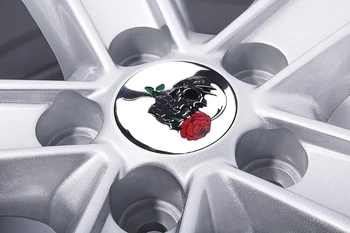 4PCS Automobilių Stiliaus 3D Kaukolė Rose Lipdukai Ženklelis Emblema Rato Stebulė Center Cap Lipdukas BMW Audi 