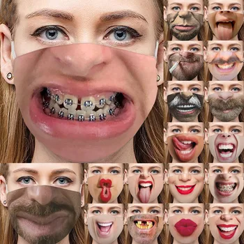Suaugusių Vyrų, Moterų Mados Veido Kaukė 3D Juokinga Modelis Daugkartinio naudojimo Plaunamas Medvilnės burną kaukės lauko masque mascarilla